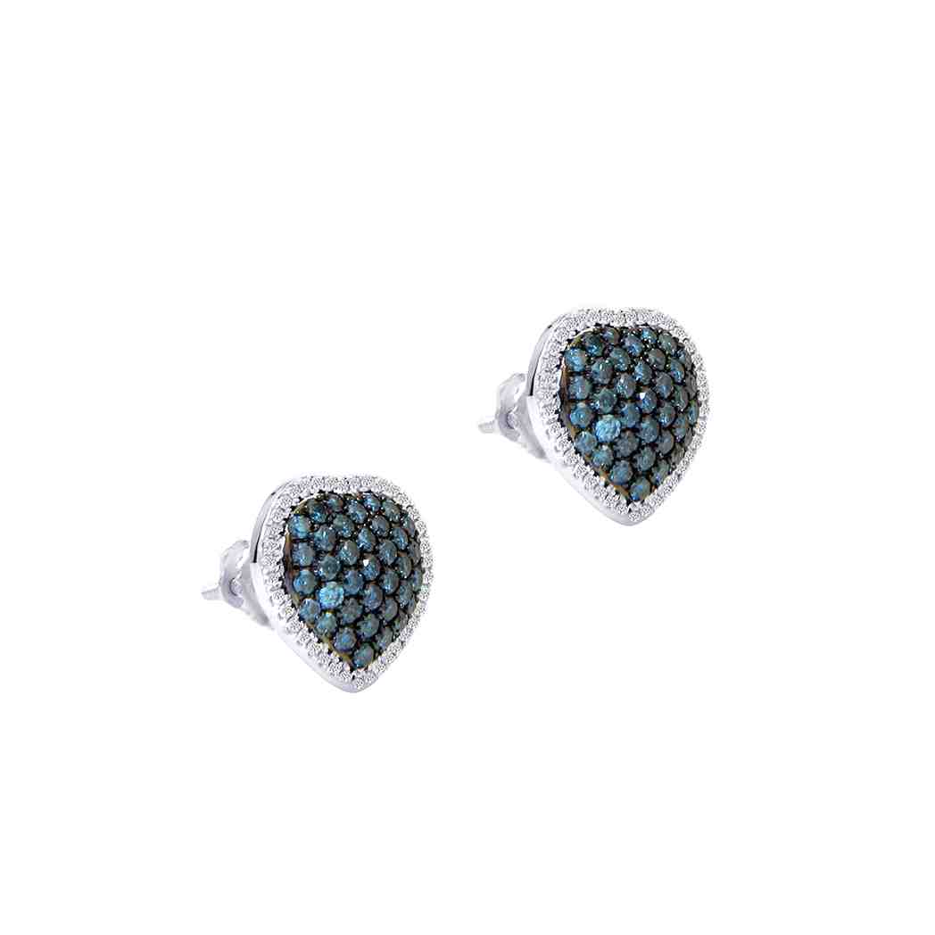 Heart Blue & White Diamond Stud Earring PD31034AER